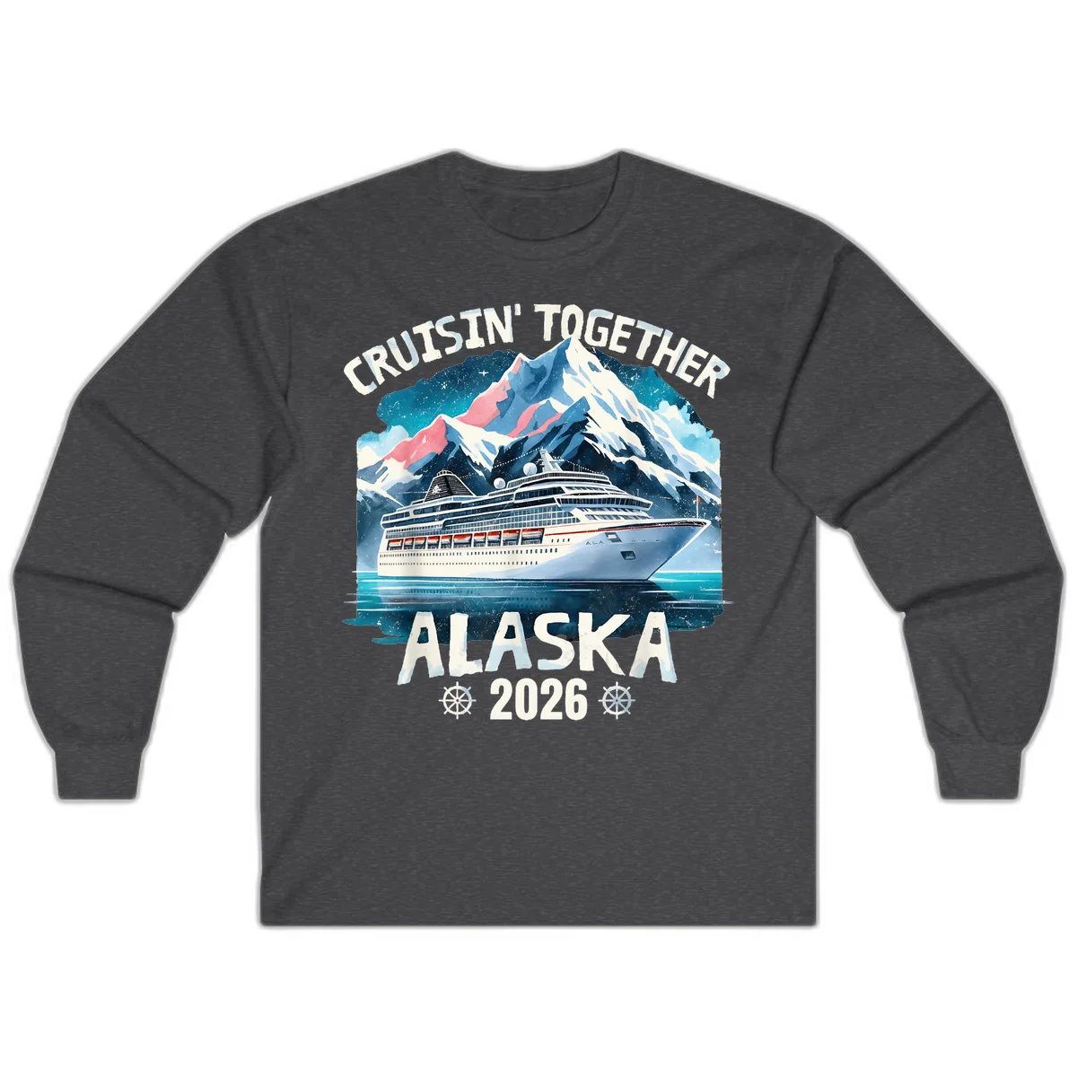 Cruising Into Alaska 2025 Long Sleeve in Dark Heather