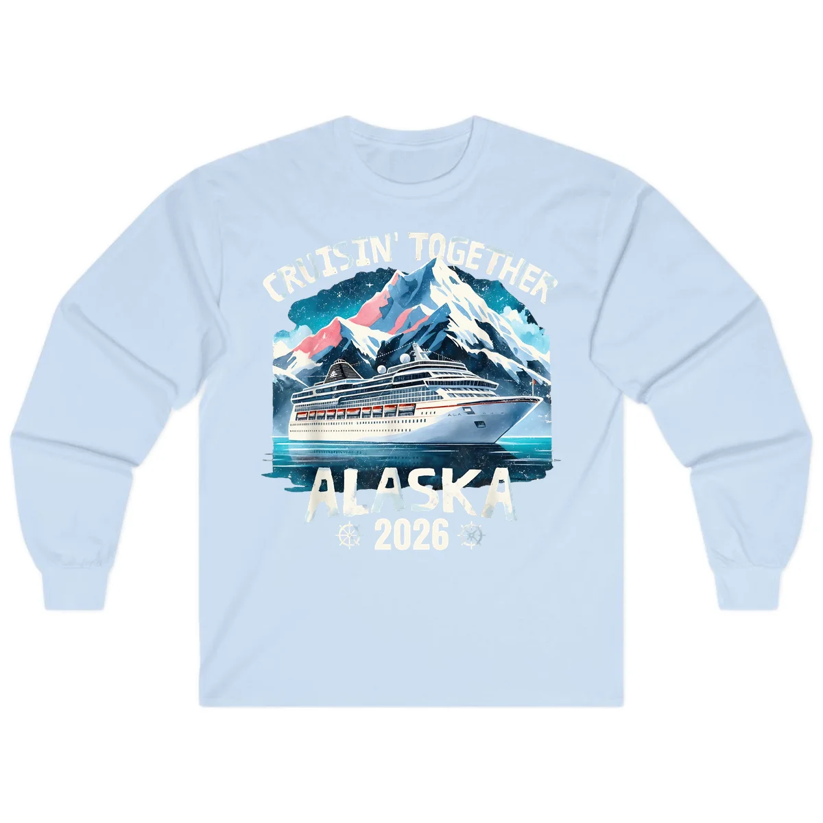 Cruising Into Alaska 2025 Long Sleeve in Light Blue