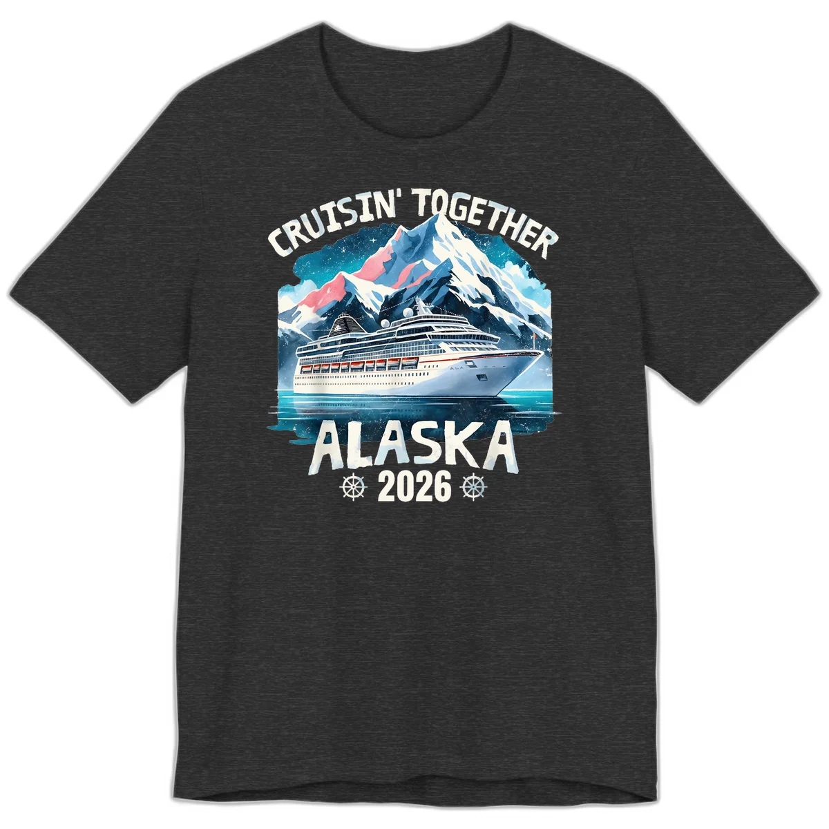 Cruising Into Alaska 2025 Premium T-Shirt in Dark Grey Heather