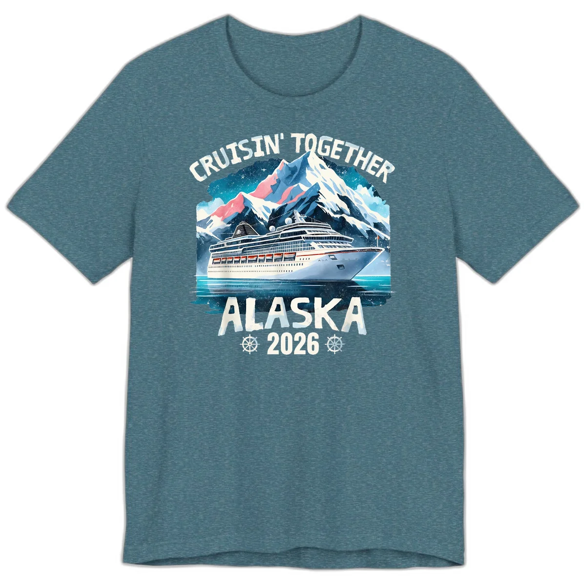 Cruising Into Alaska 2025 Premium T-Shirt in Heather Deep Teal
