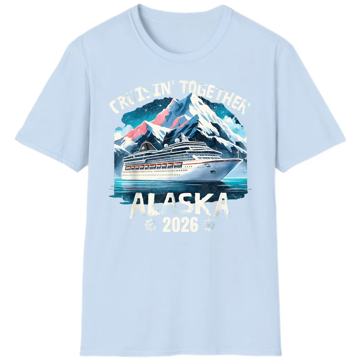 Cruising Into Alaska 2025 T-Shirt in Light Blue