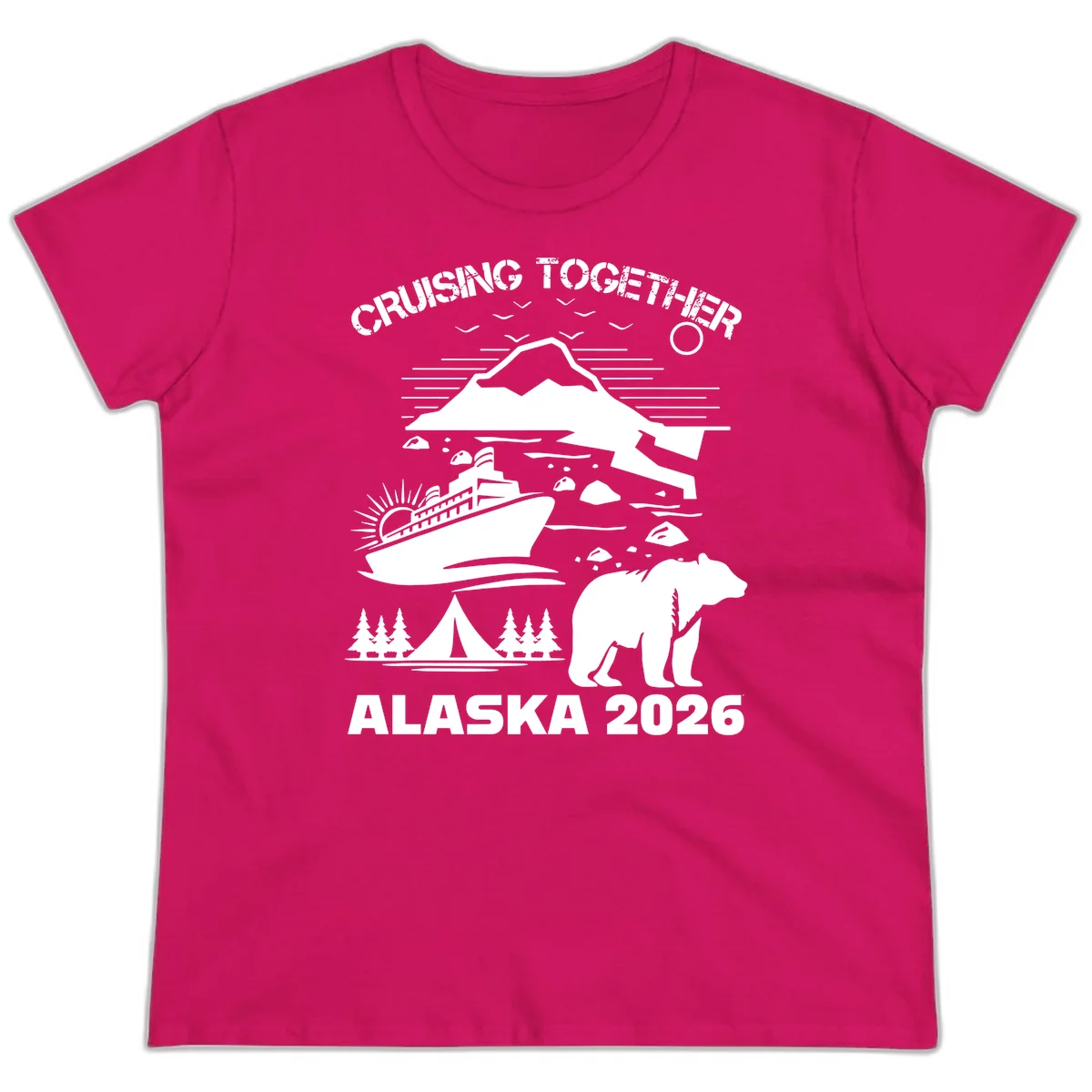 Cruising Together Alaska 2026 Ladies Tee in Heliconia