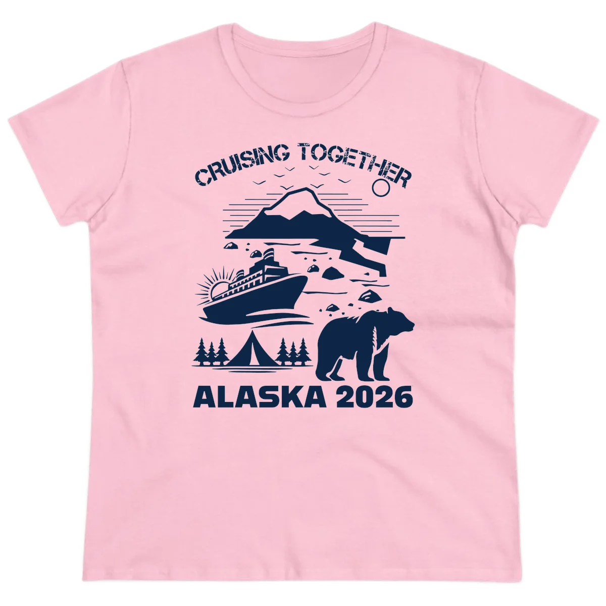 Cruising Together Alaska 2026 Ladies Tee in Light Pink