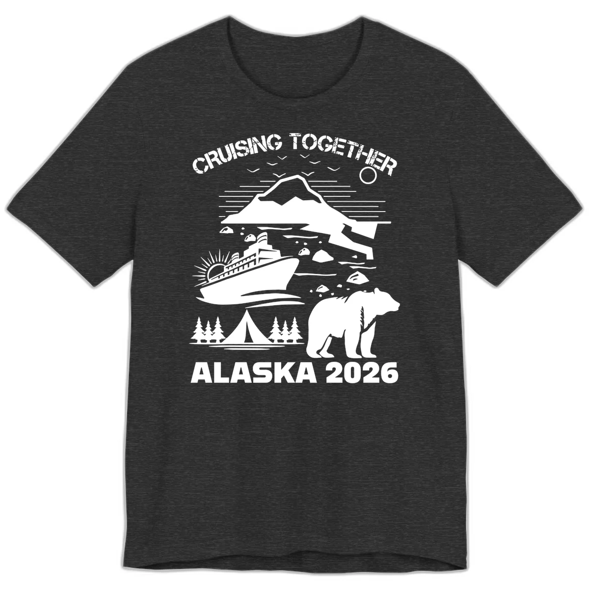 Cruising Together Alaska 2026 Premium Tee in Dark Grey Heather
