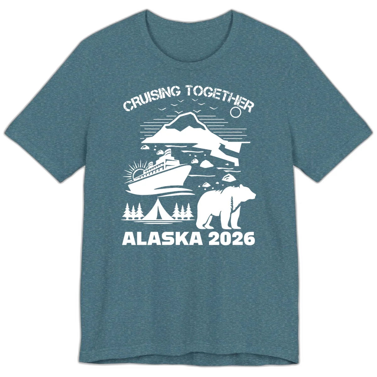 Cruising Together Alaska 2026 Premium Tee in Heather Deep Teal