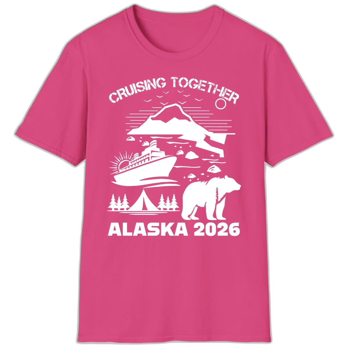 Cruising Together Alaska 2026 T-Shirt in Heliconia