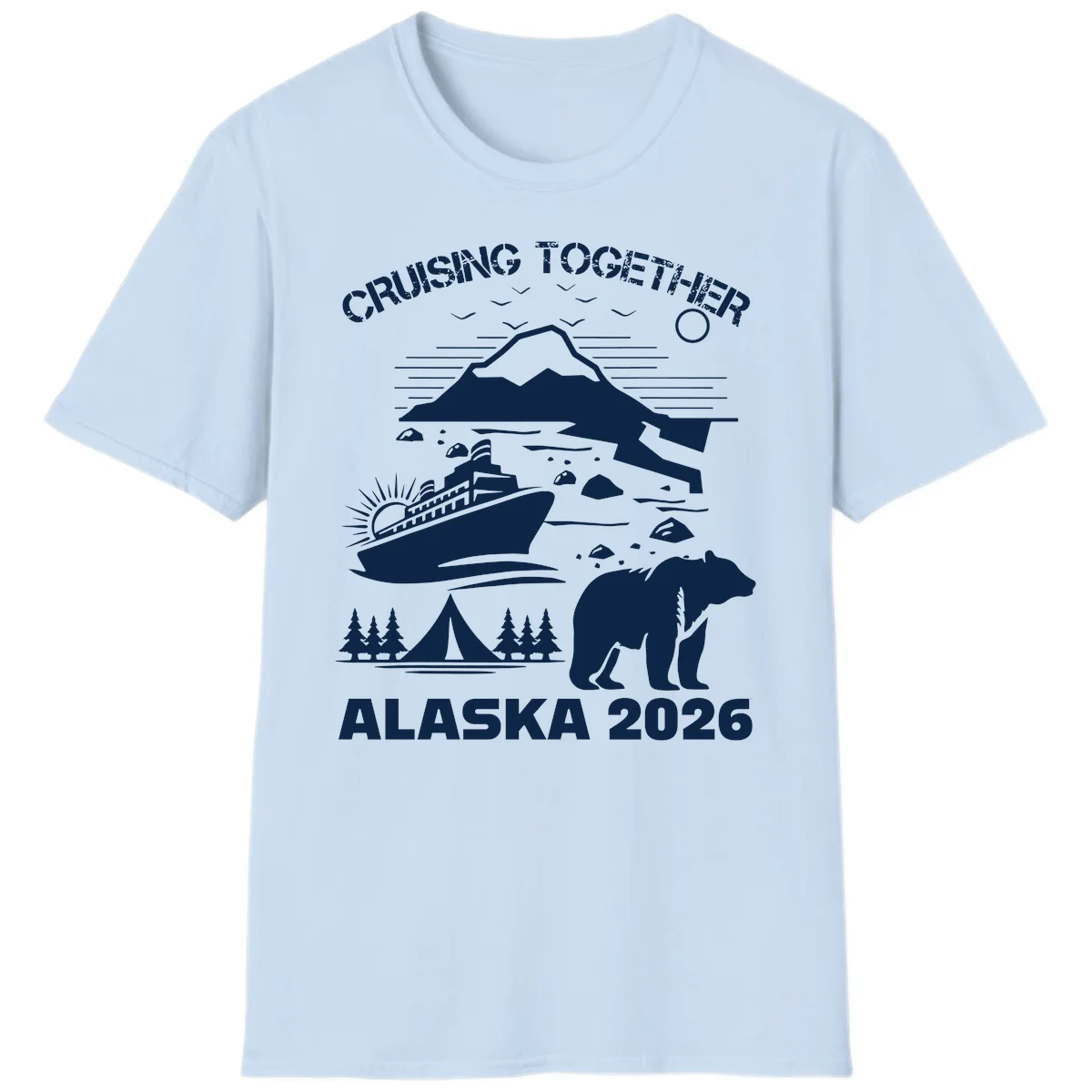 Cruising Together Alaska 2026 T-Shirt in Light Blue