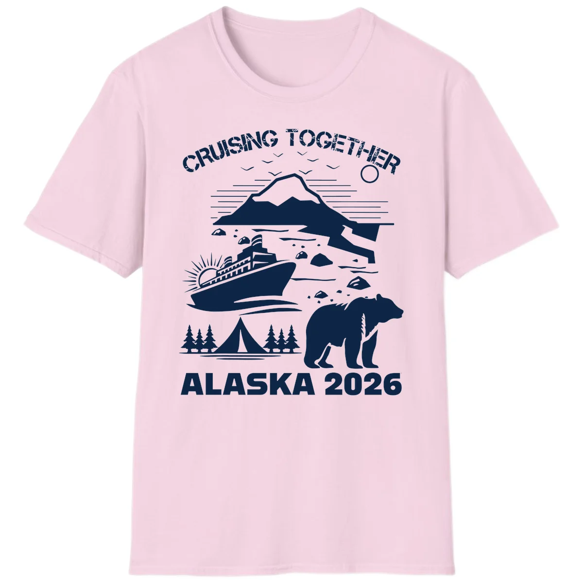 Cruising Together Alaska 2026 T-Shirt in Light Pink