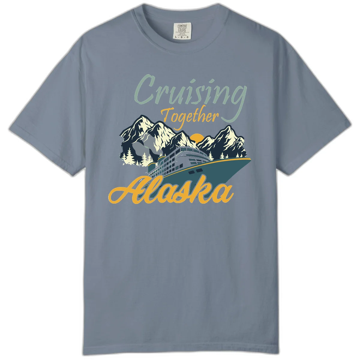 Cruising Together Alaska Comfort Color T-Shirt in Blue Jean