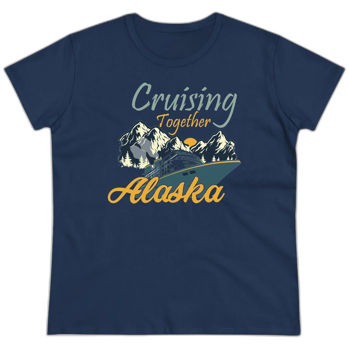 Cruising Together Alaska Scenic Ladies Tee in Navy
