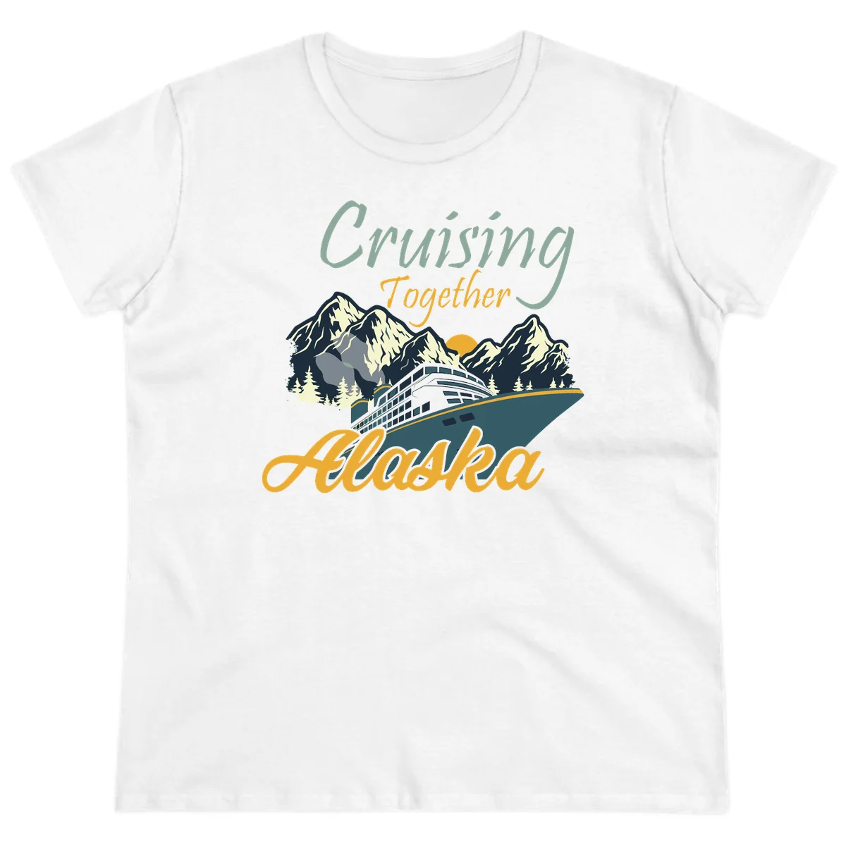Cruising Together Alaska Scenic Ladies Tee in White