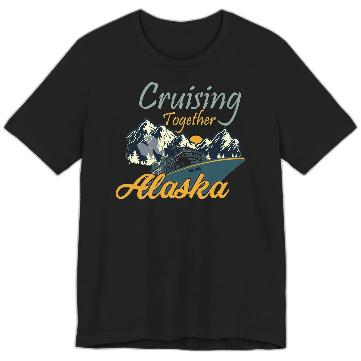 Cruising Together Alaska Scenic Premium T-Shirt in Black