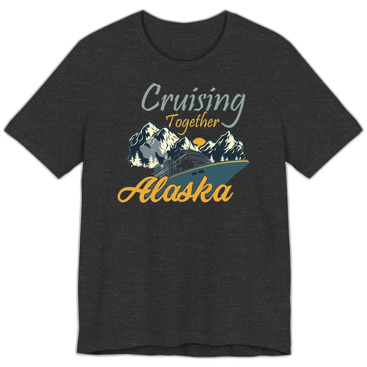 Cruising Together Alaska Scenic Premium T-Shirt in Dark Grey Heather