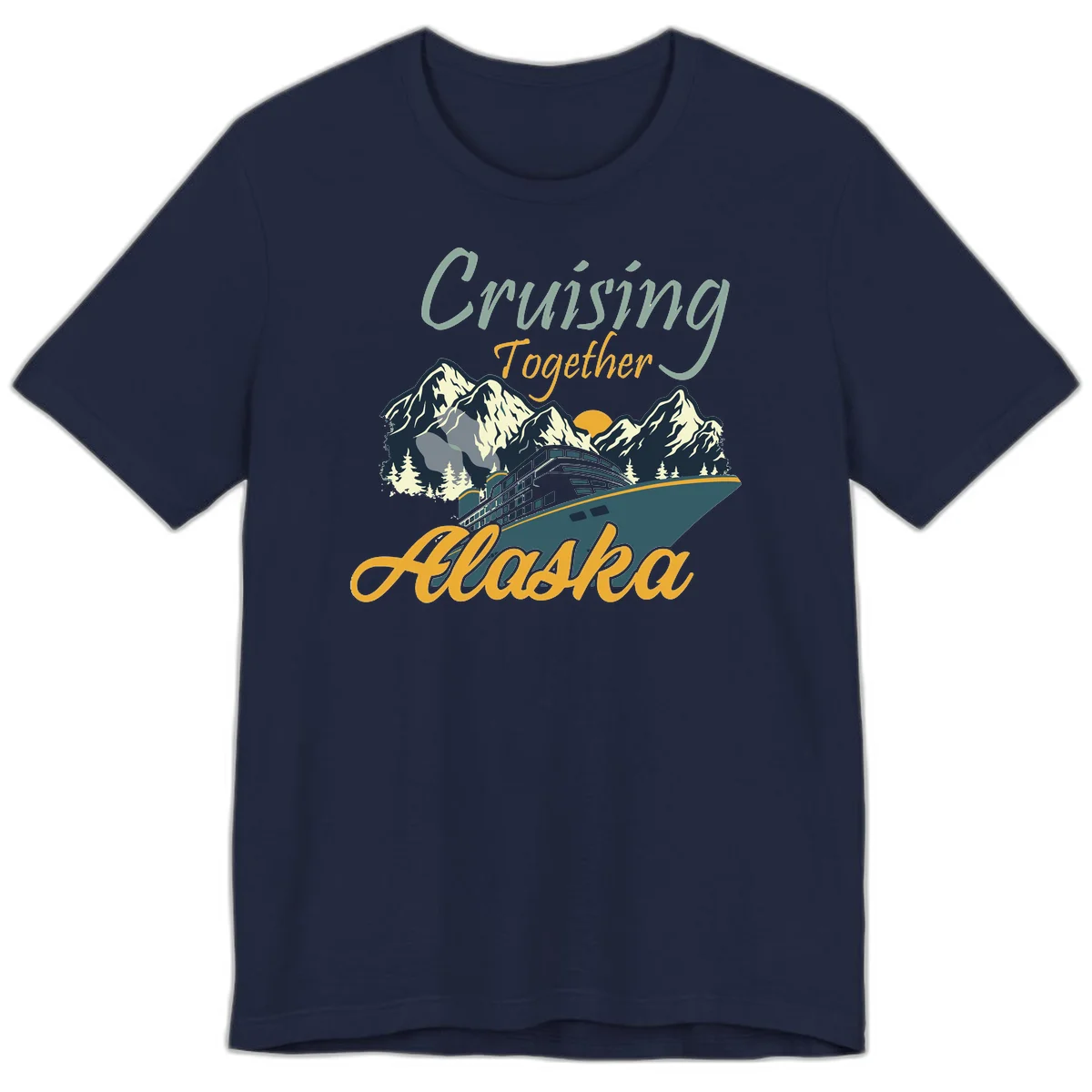 Cruising Together Alaska Scenic Premium T-Shirt in Navy