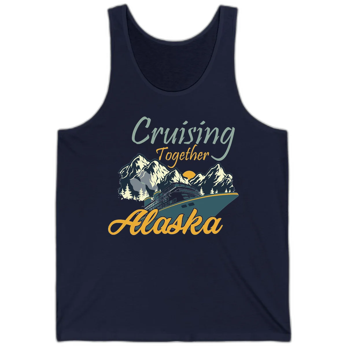 Cruising Together Alaska Scenic Cruise Tank Top in Navy