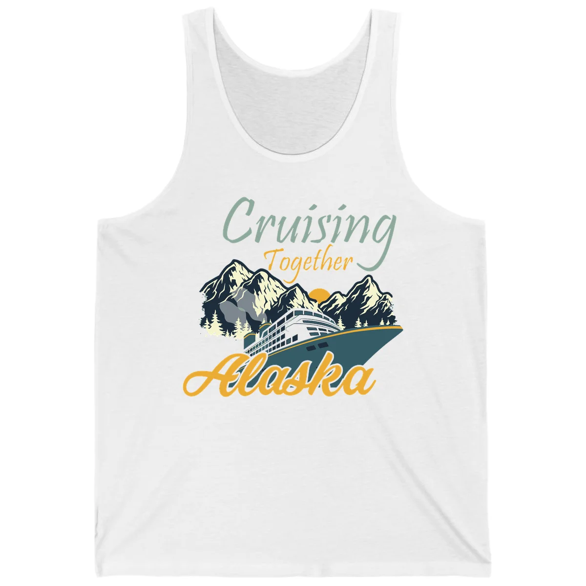 Cruising Together Alaska Scenic Cruise Tank Top in White