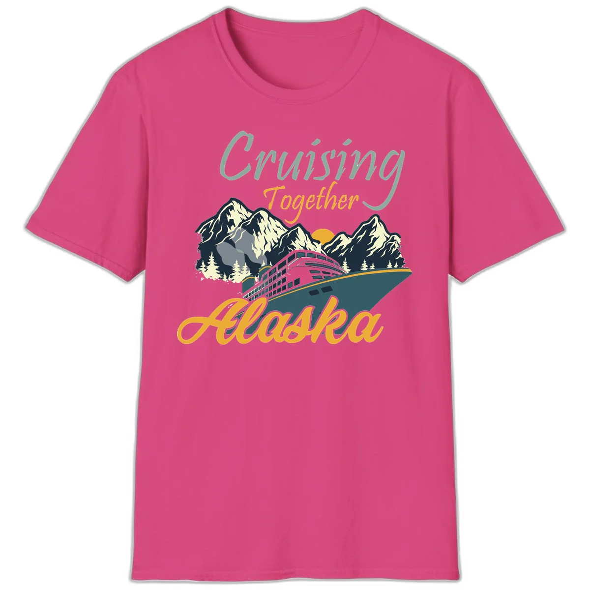 Cruising Together Alaska Scenic Cruise Ship T-Shirt in Heliconia