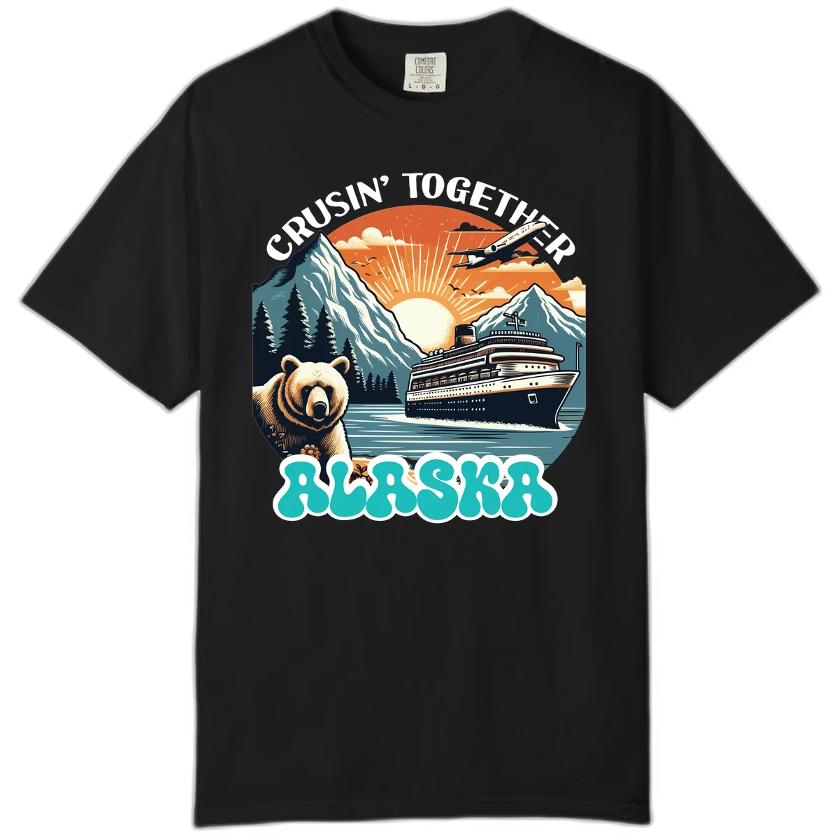 Crusin' Together Alaska Grizzly Scene Comfort Color in Black