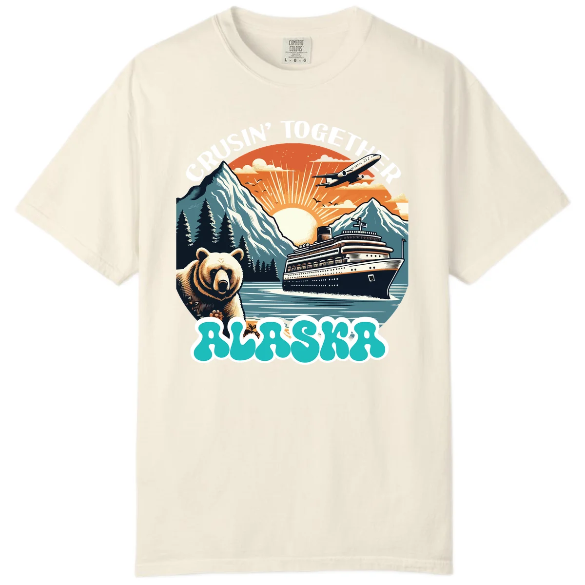 Crusin' Together Alaska Grizzly Scene Comfort Color in Ivory