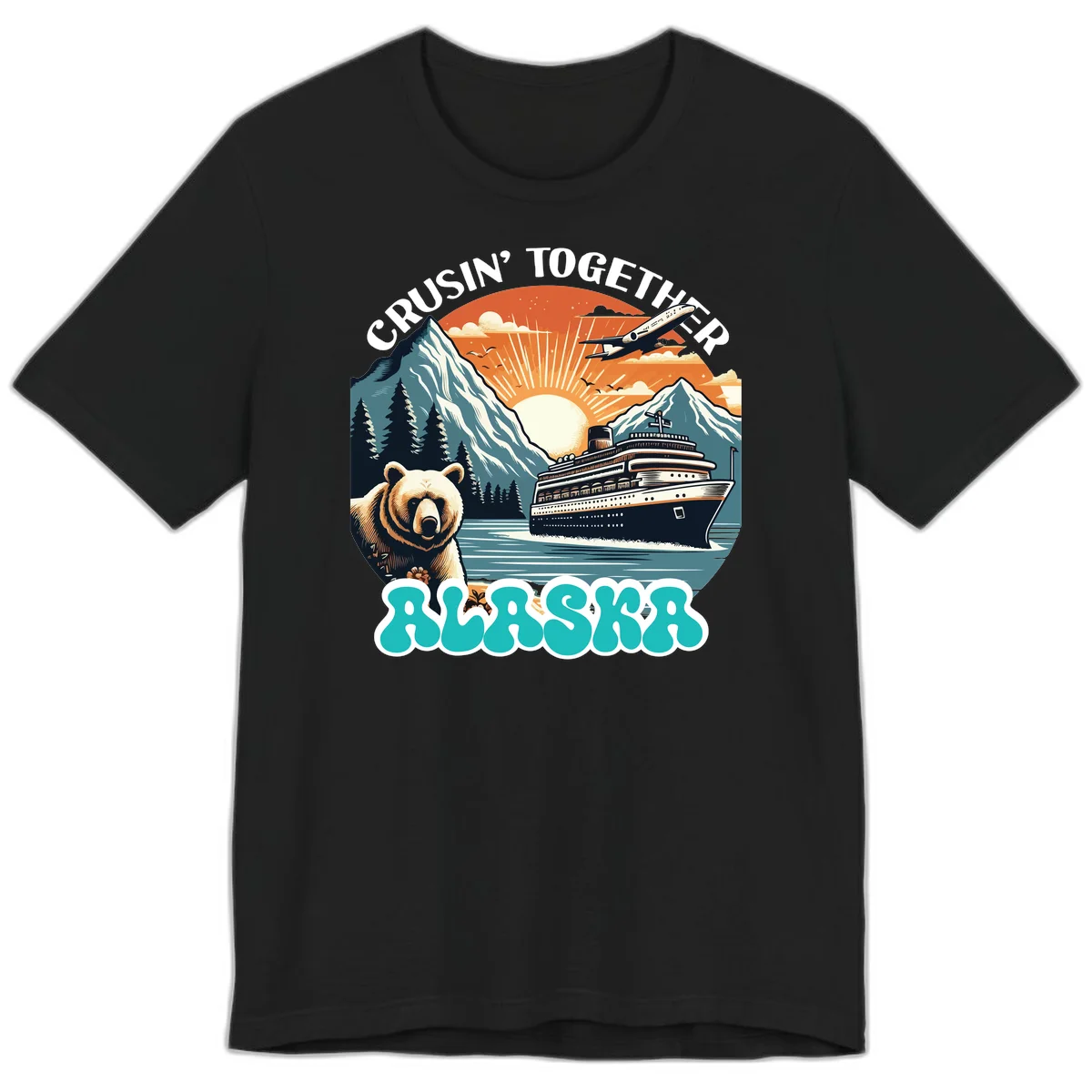 Crusin' Together Alaska Grizzly Scene Premium T-Shirt in Black