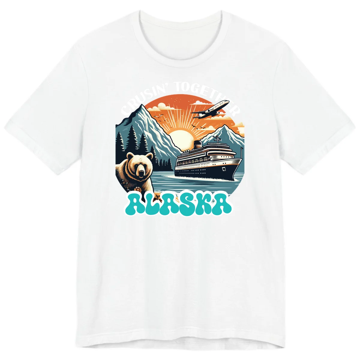 Crusin' Together Alaska Grizzly Scene Premium T-Shirt in White