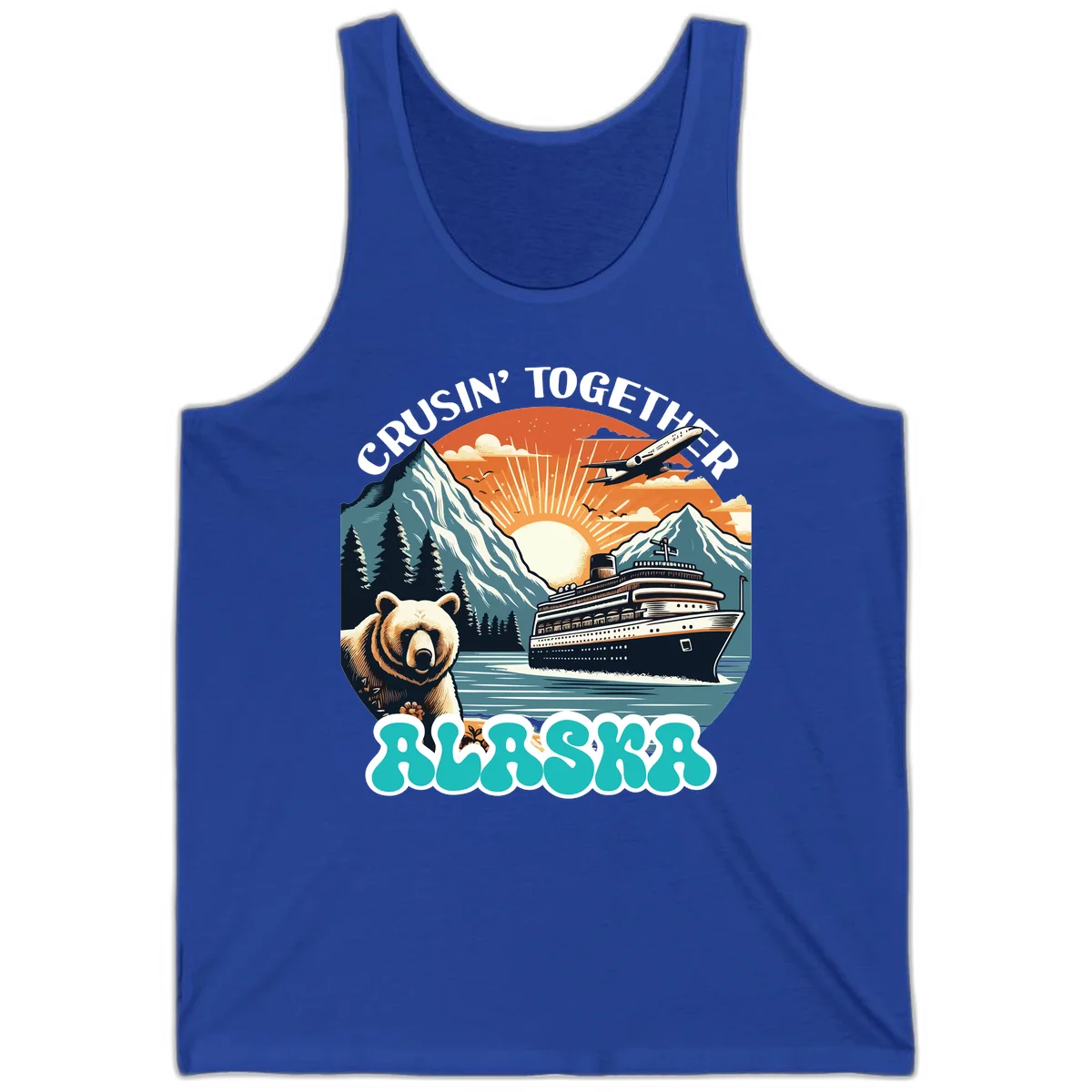 Crusin' Together Alaska Grizzly Scene Tank in True Royal