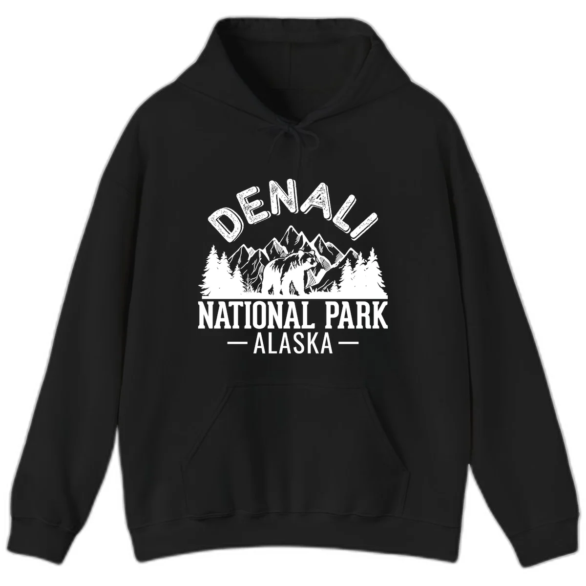 Denali National Park Alaska Wilderness Hoodie in Black