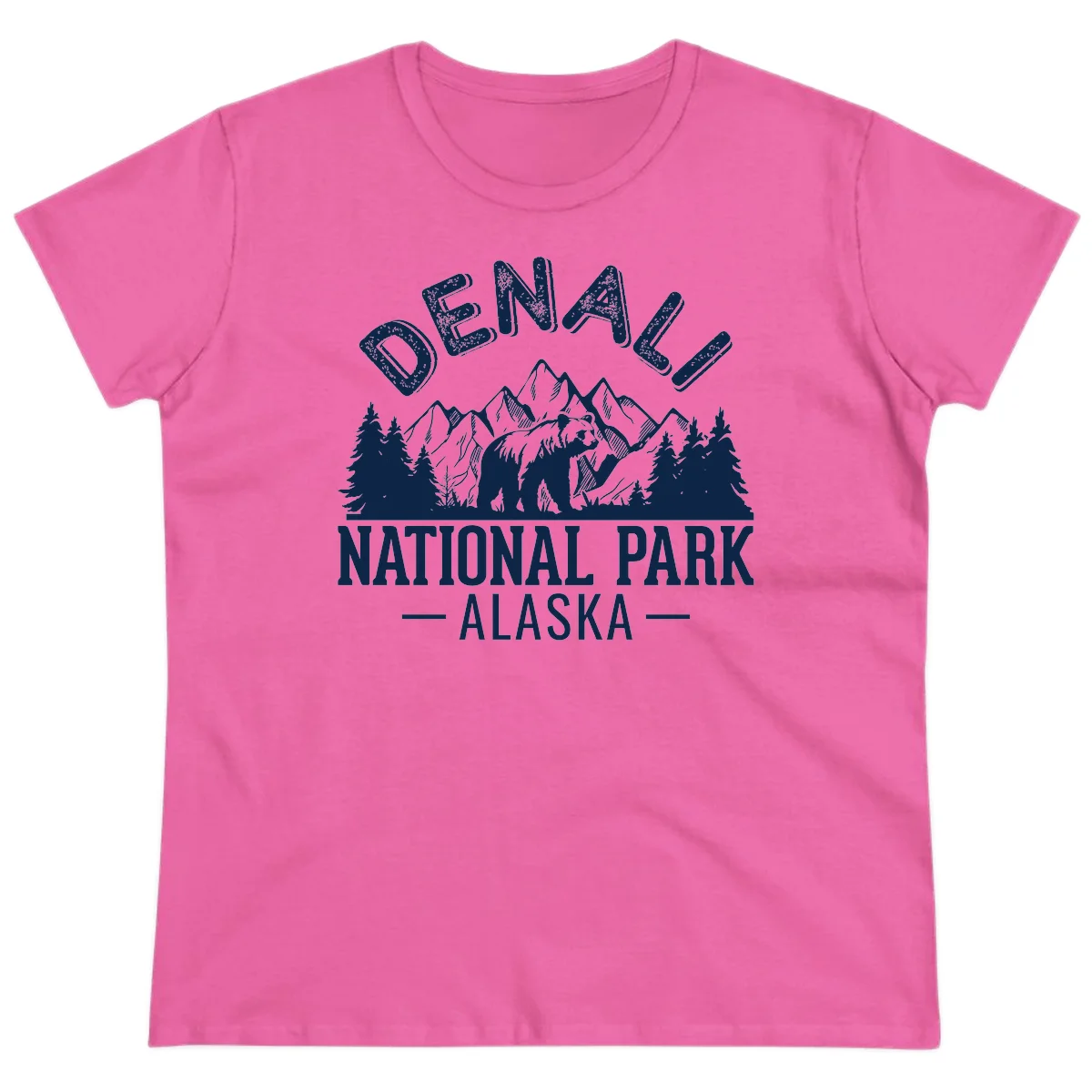 Denali National Park Alaska Wilderness Ladies Tee in Azalea