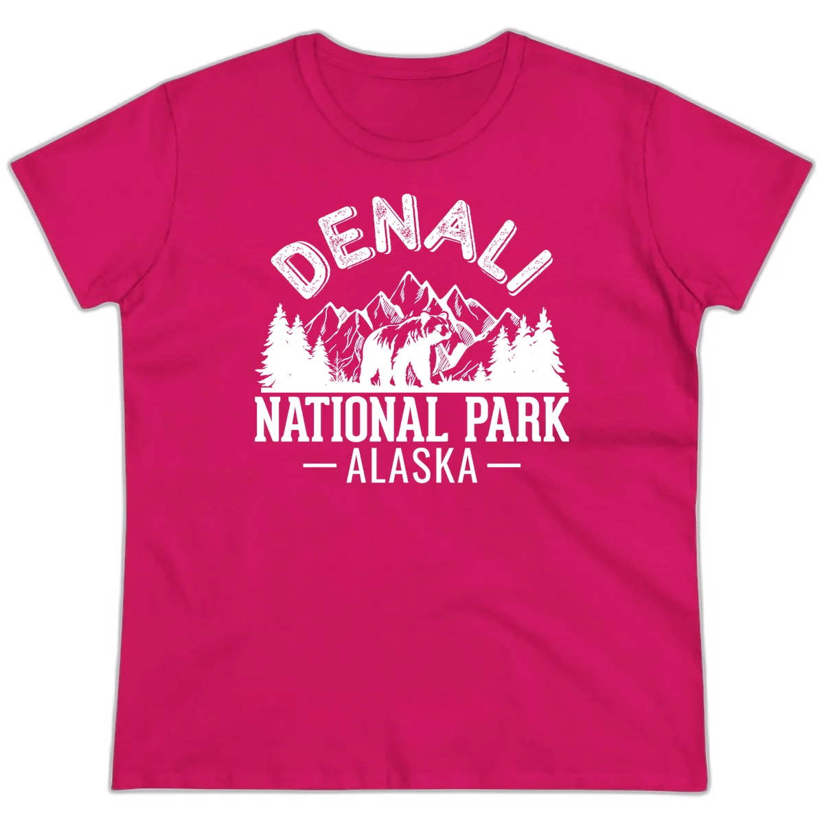 Denali National Park Alaska Wilderness Ladies Tee in Heliconia