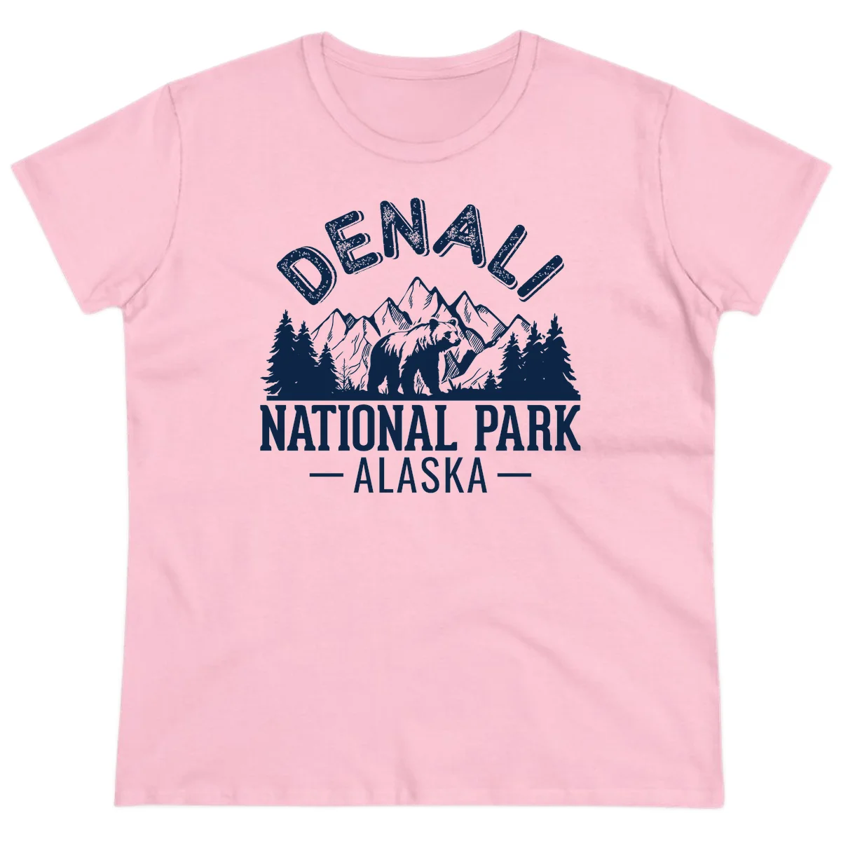 Denali National Park Alaska Wilderness Ladies Tee in Light Pink