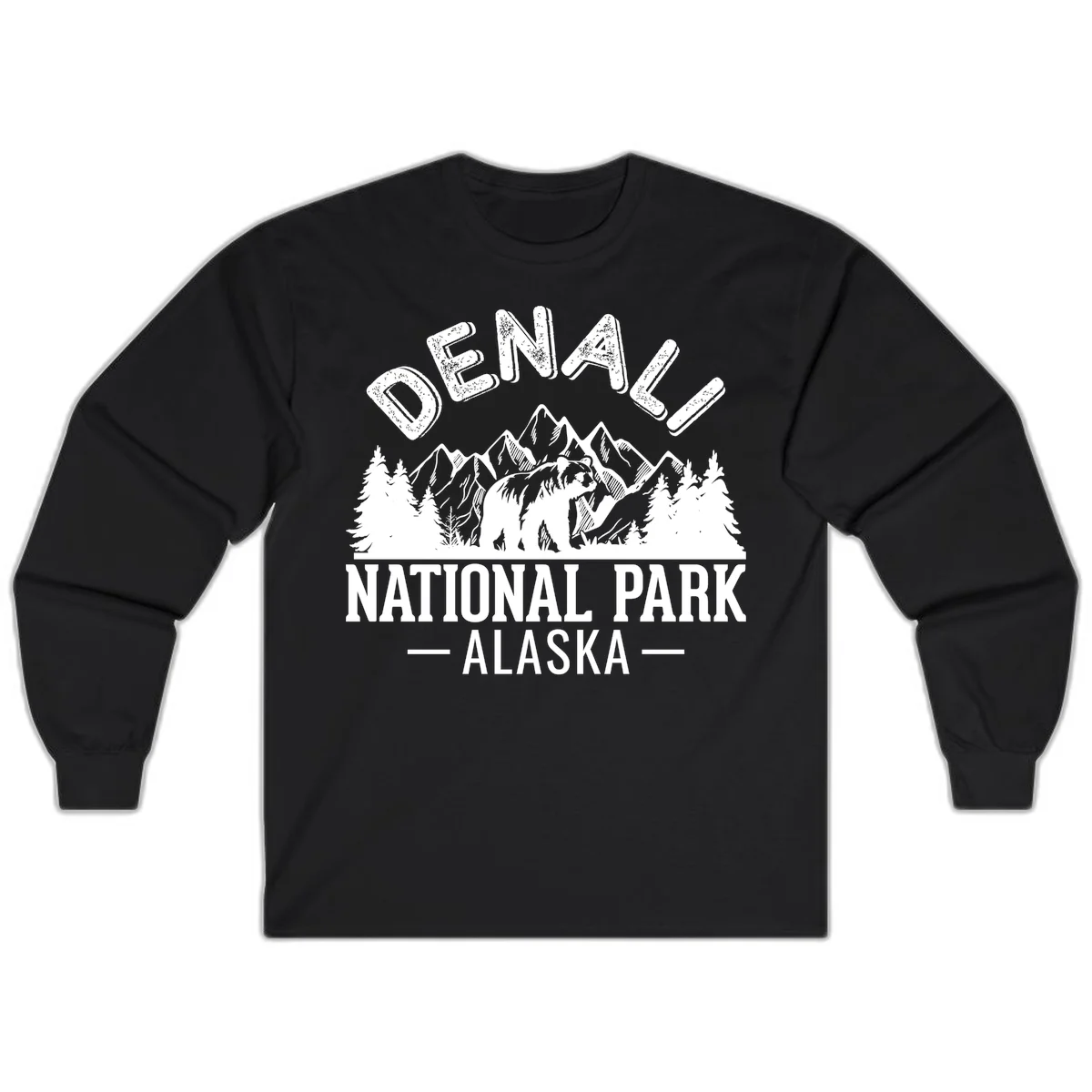 Denali National Park Alaska Wilderness Long Sleeve in Black