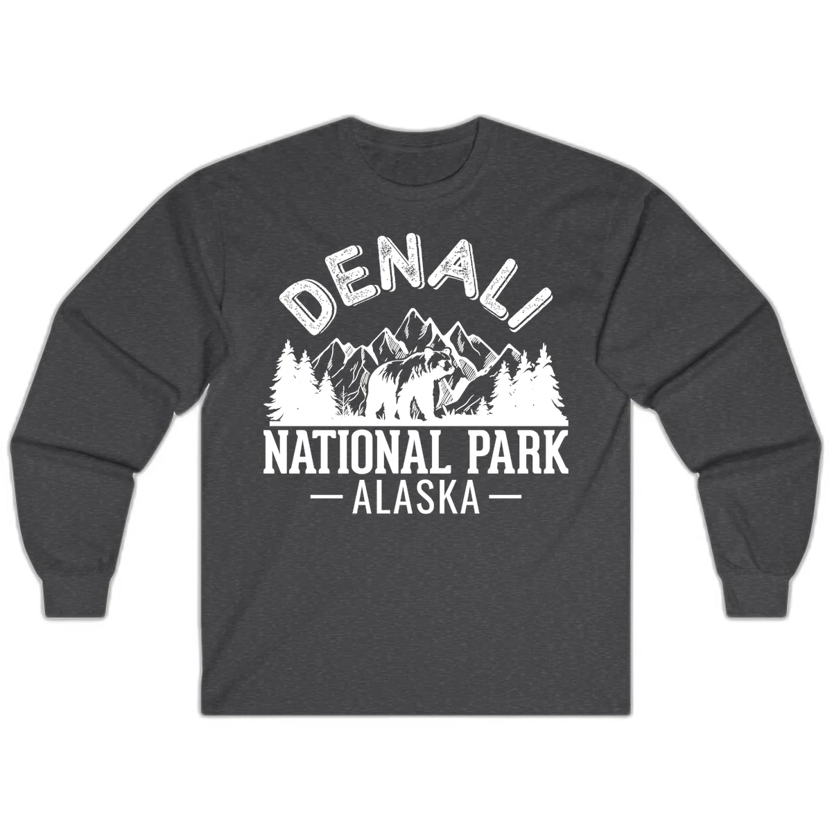 Denali National Park Alaska Wilderness Long Sleeve in Dark Heather