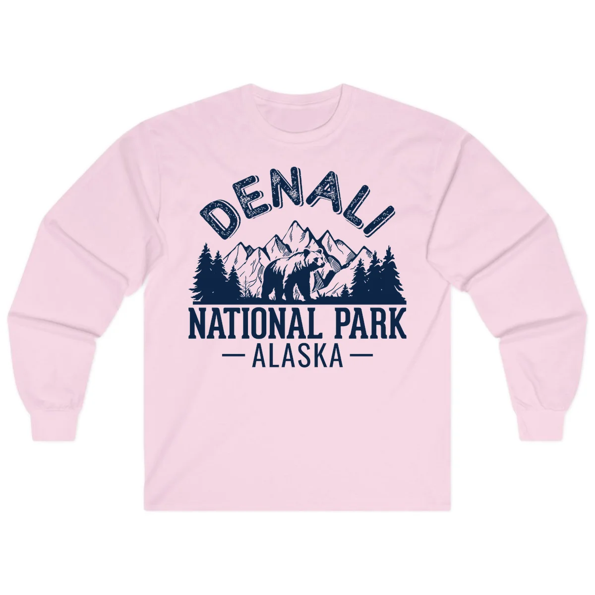 Denali National Park Alaska Wilderness Long Sleeve in Light Pink
