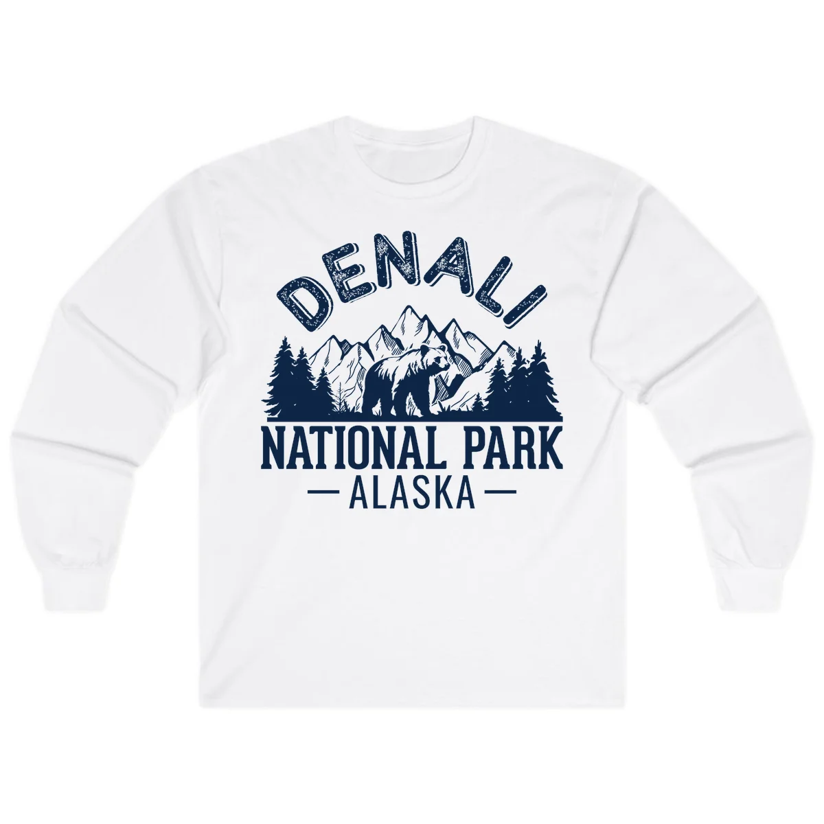 Denali National Park Alaska Wilderness Long Sleeve in White