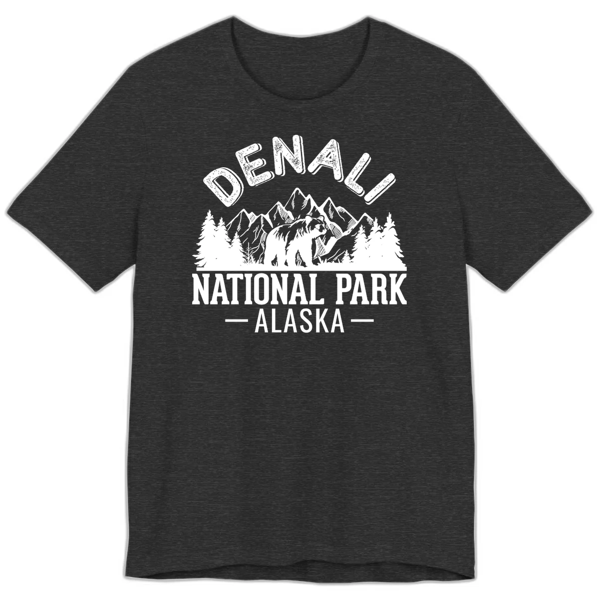 Denali National Park Alaska Wilderness Premium Tee in Dark Grey Heather