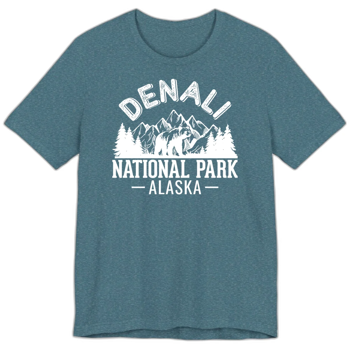 Denali National Park Alaska Wilderness Premium Tee in Heather Deep Teal