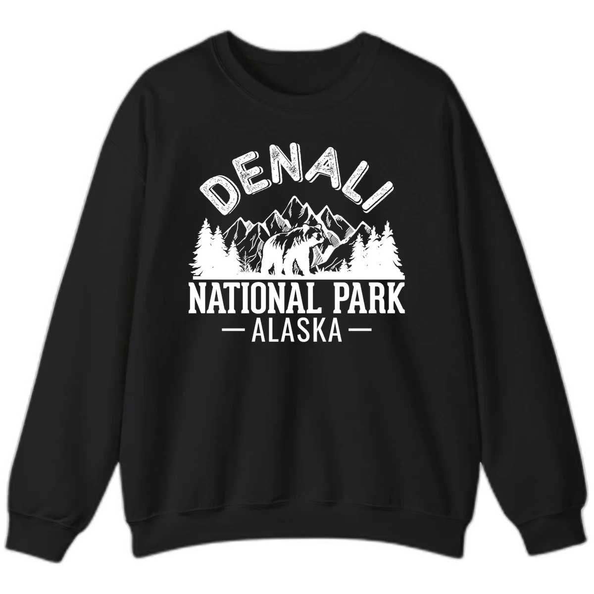 Denali National Park Alaska Wilderness Sweatshirt in Black