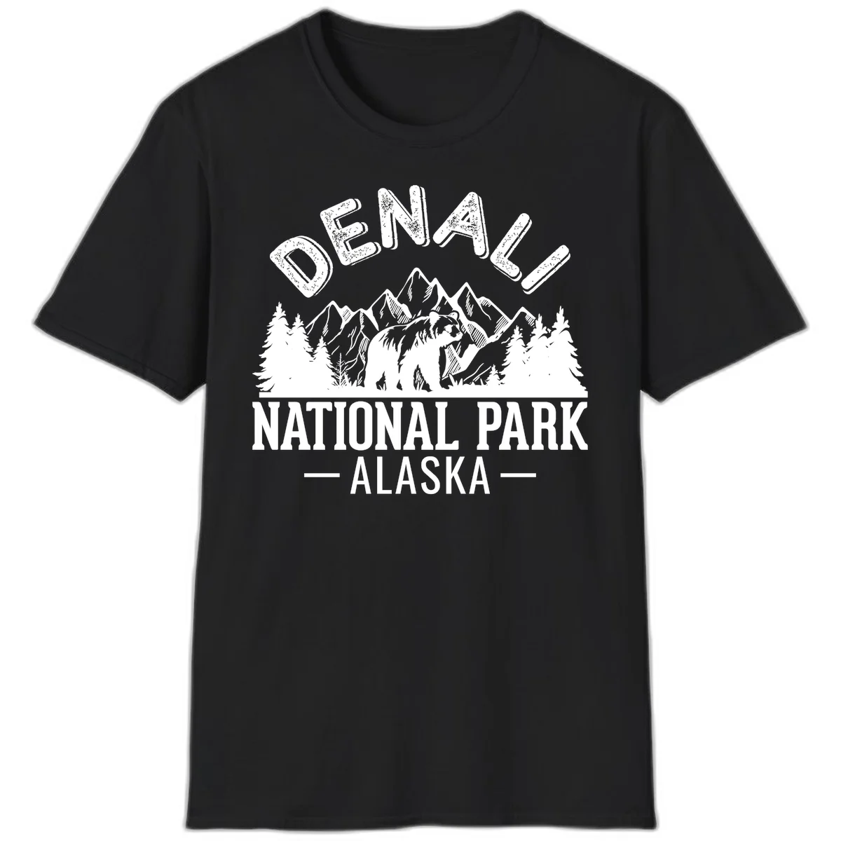 Denali National Park Alaska Wilderness T-Shirt in Black