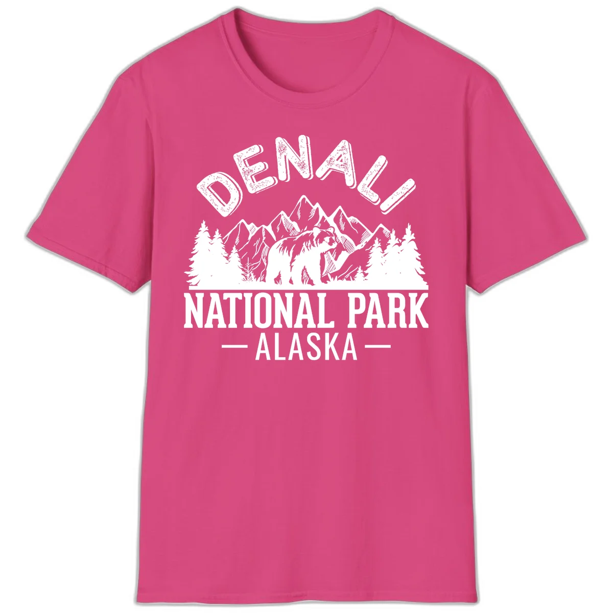 Denali National Park Alaska Wilderness T-Shirt in Heliconia