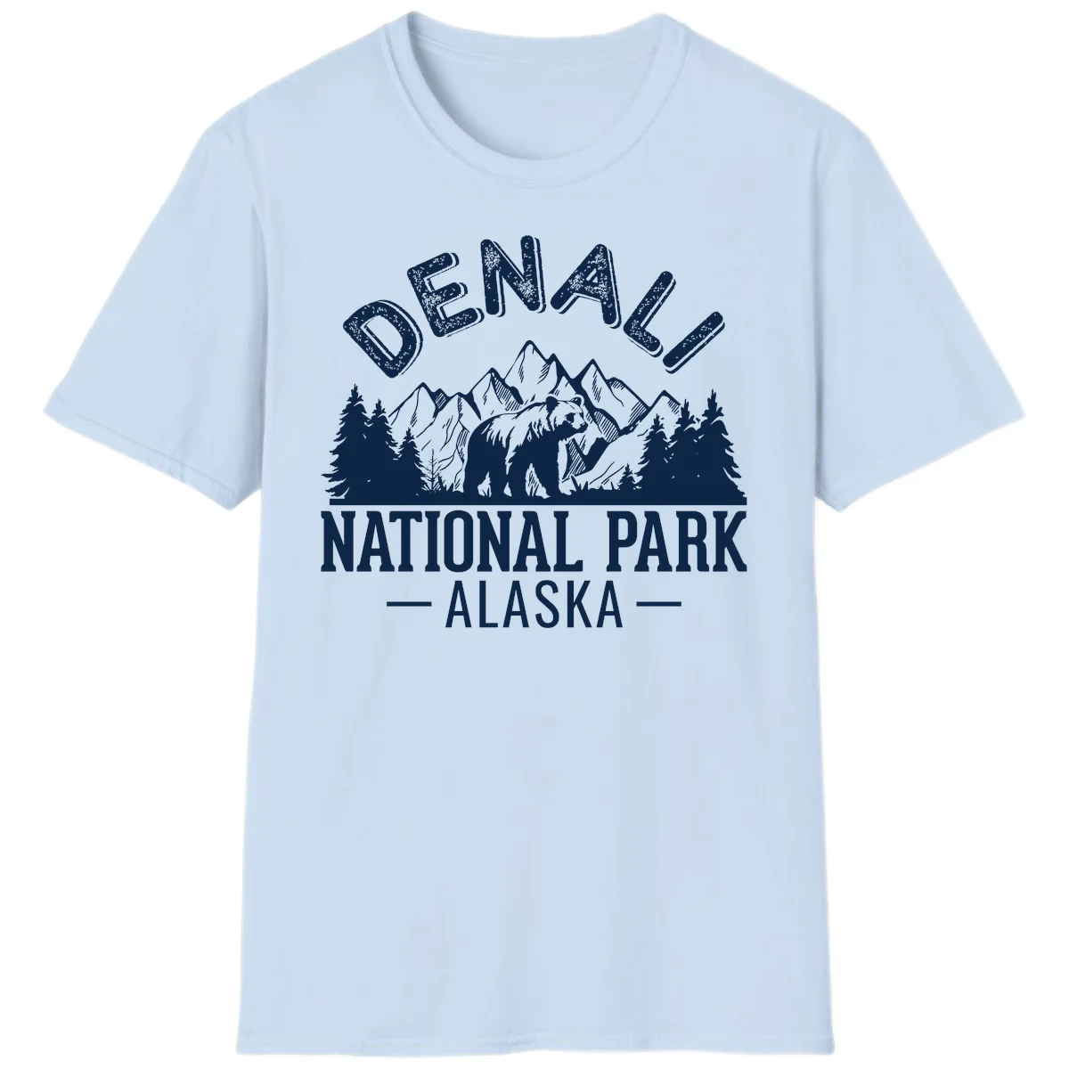 Denali National Park Alaska Wilderness T-Shirt in Light Blue