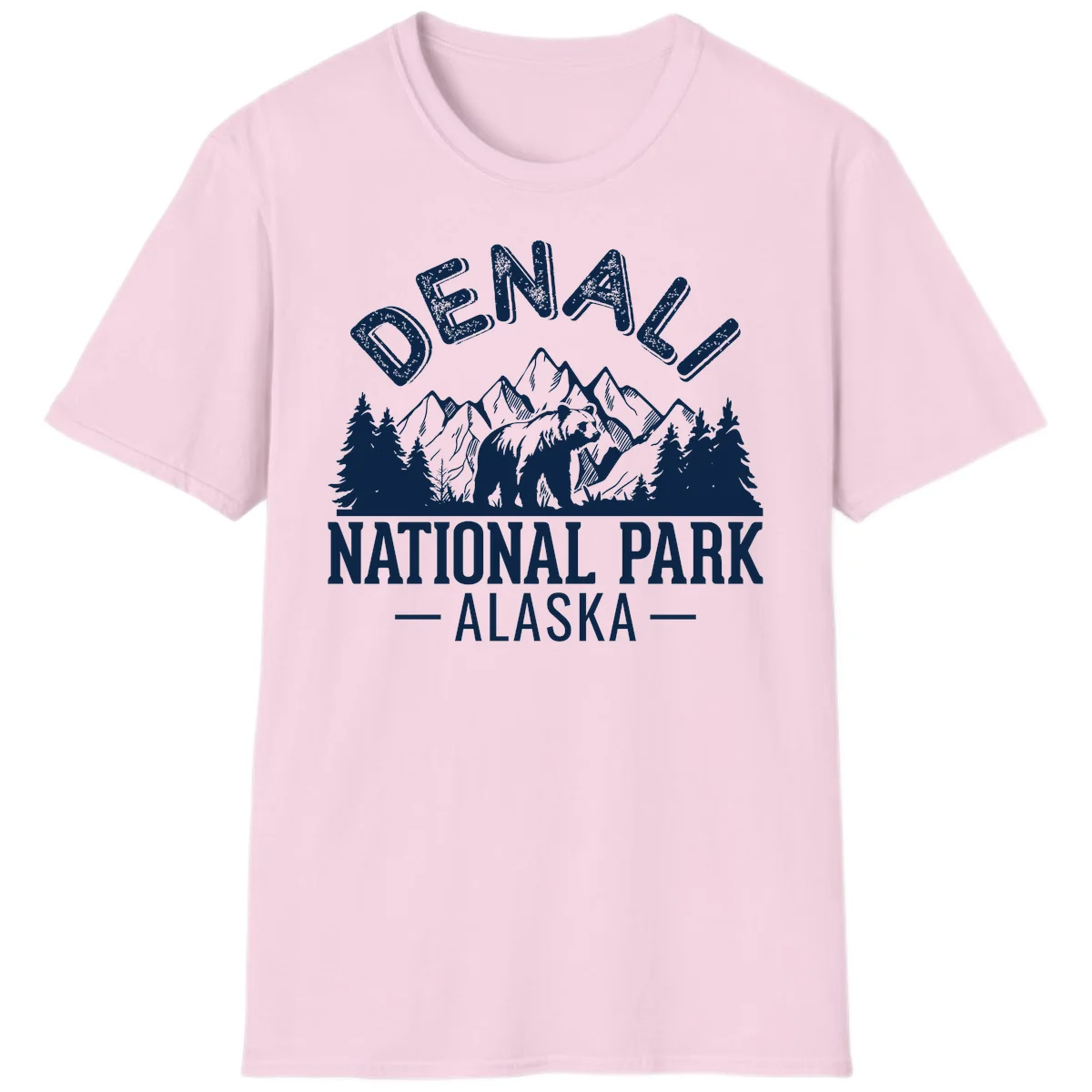 Denali National Park Alaska Wilderness T-Shirt in Light Pink