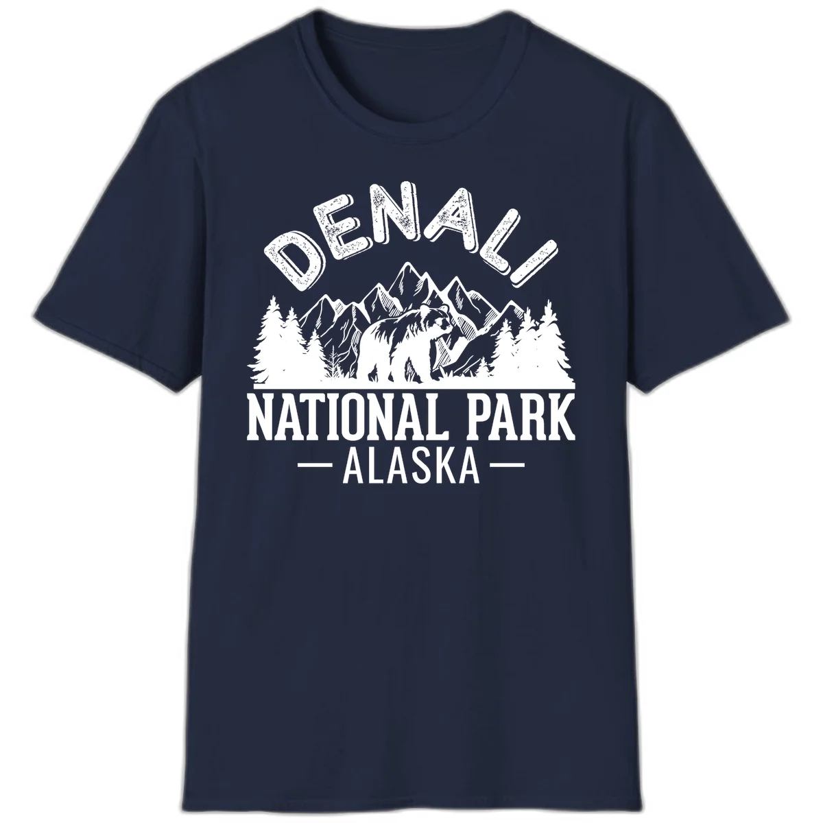 Denali National Park Alaska Wilderness T-Shirt in Navy
