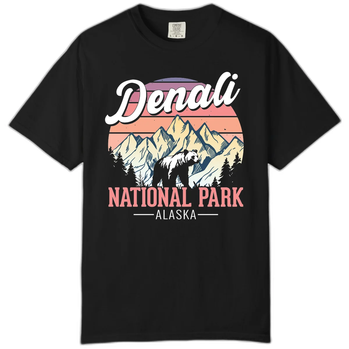 Denali National Park Sunset Peaks Comfort Color in Black
