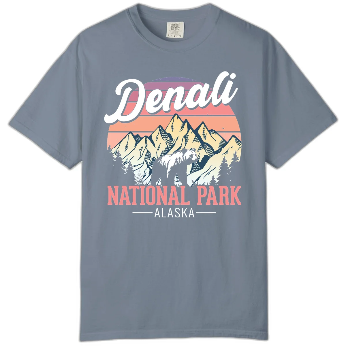 Denali National Park Sunset Peaks Comfort Color in Blue Jean