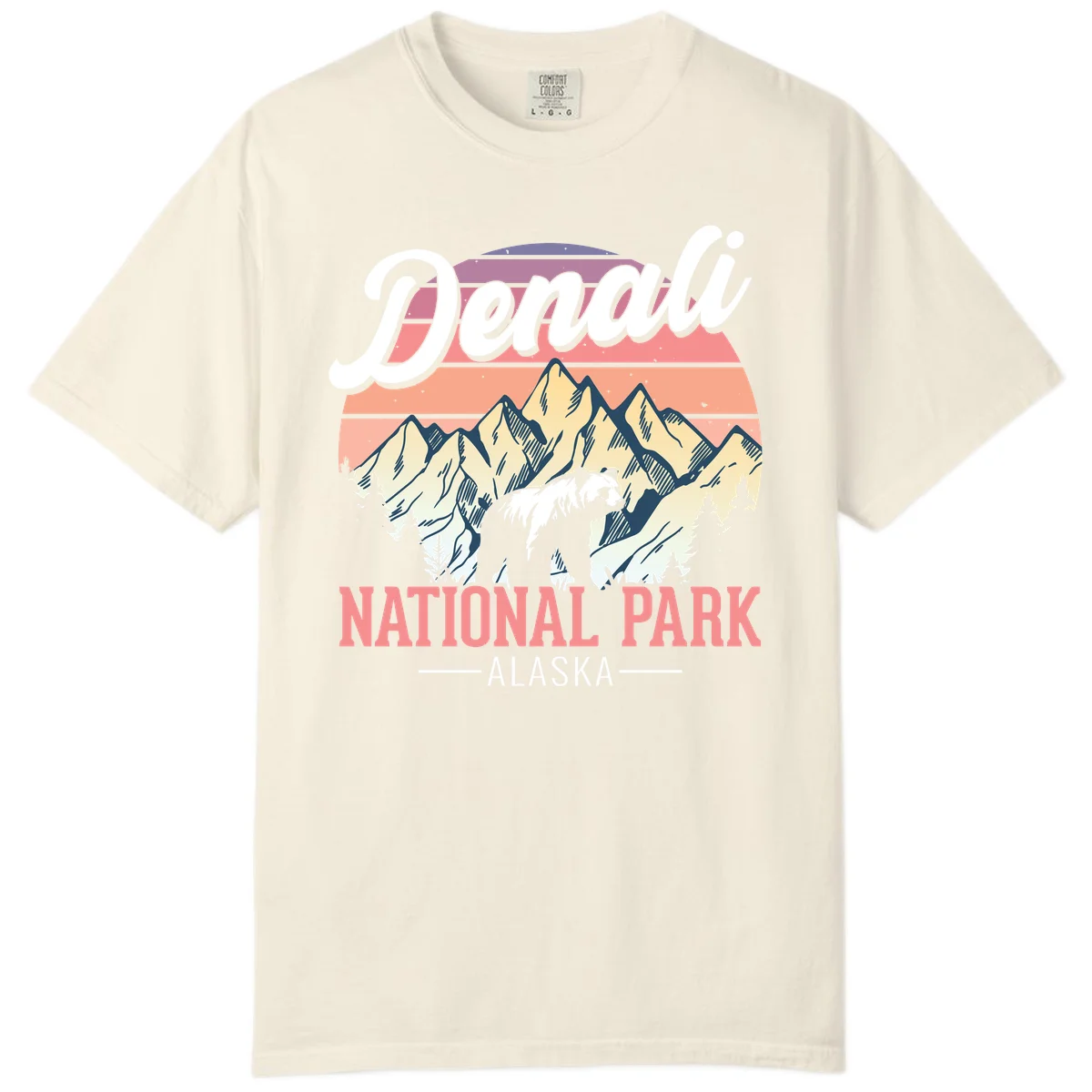 Denali National Park Sunset Peaks Comfort Color in Ivory