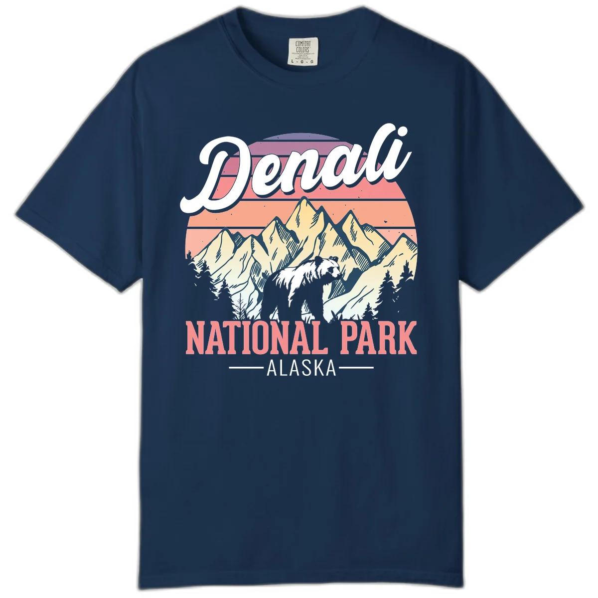 Denali National Park Sunset Peaks Comfort Color in Navy
