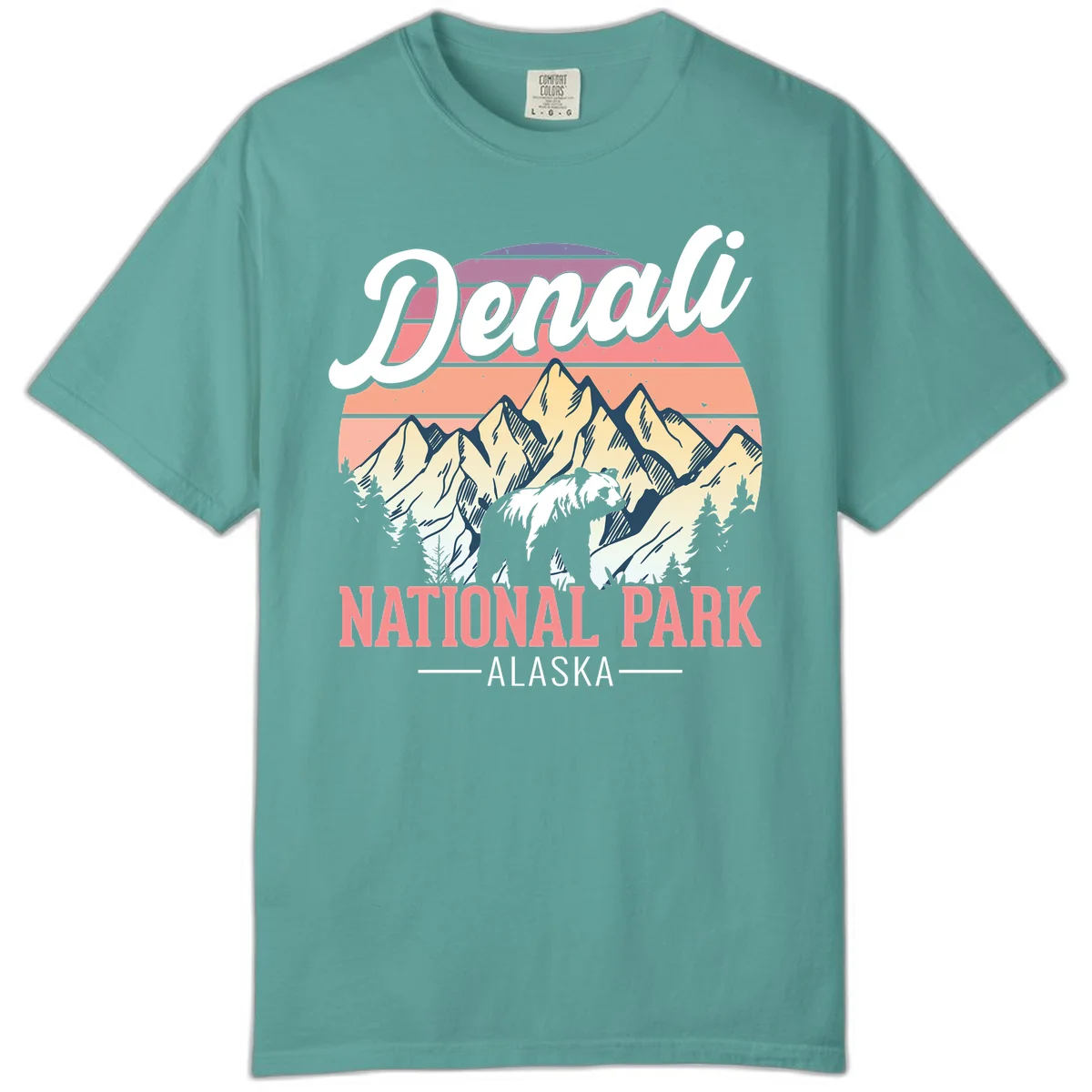 Denali National Park Sunset Peaks Comfort Color in Seafoam