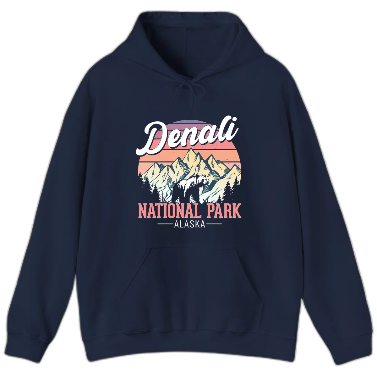 Denali National Park Sunset Peaks Hoodie in Navy