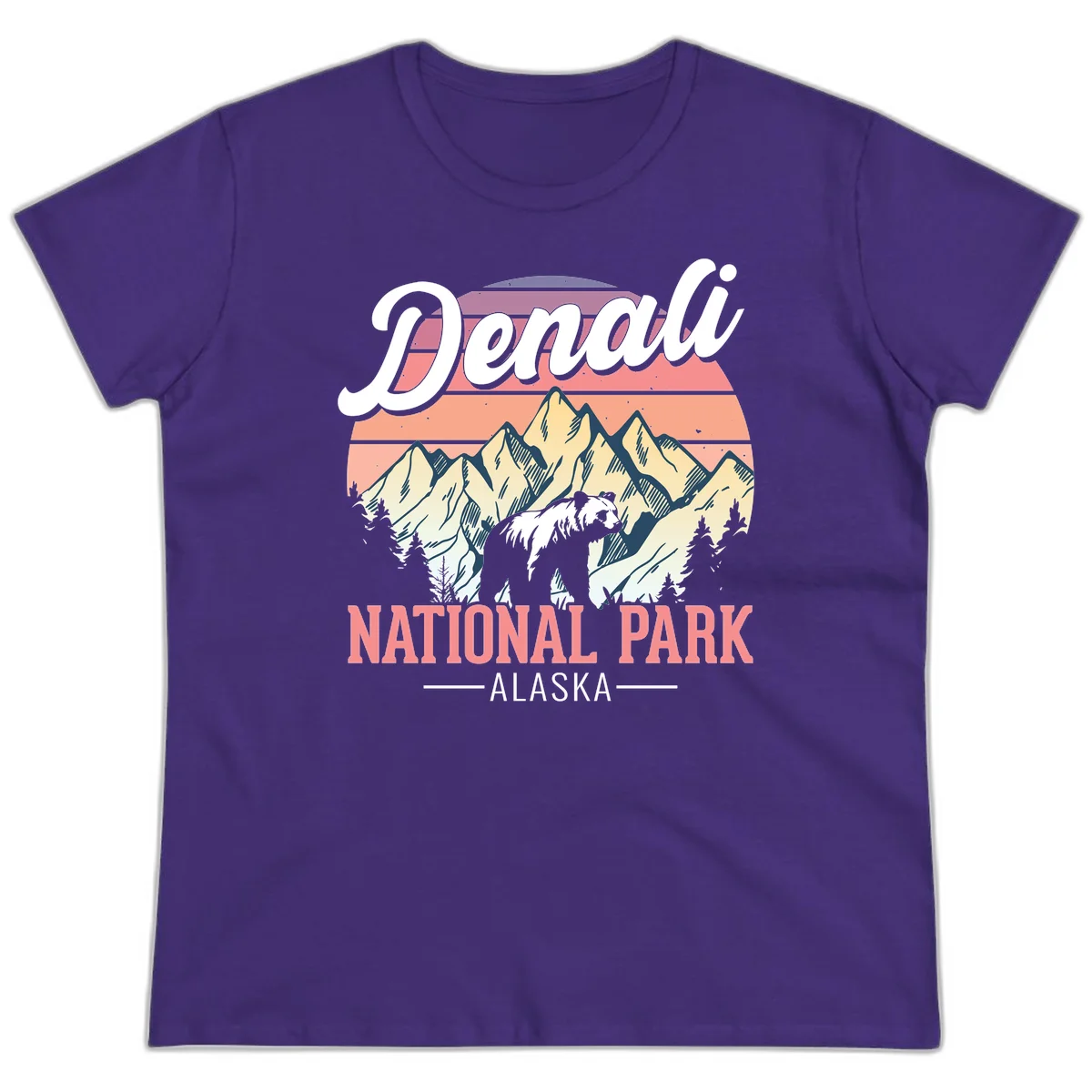 Denali National Park Sunset Peaks Ladies Tee in Purple
