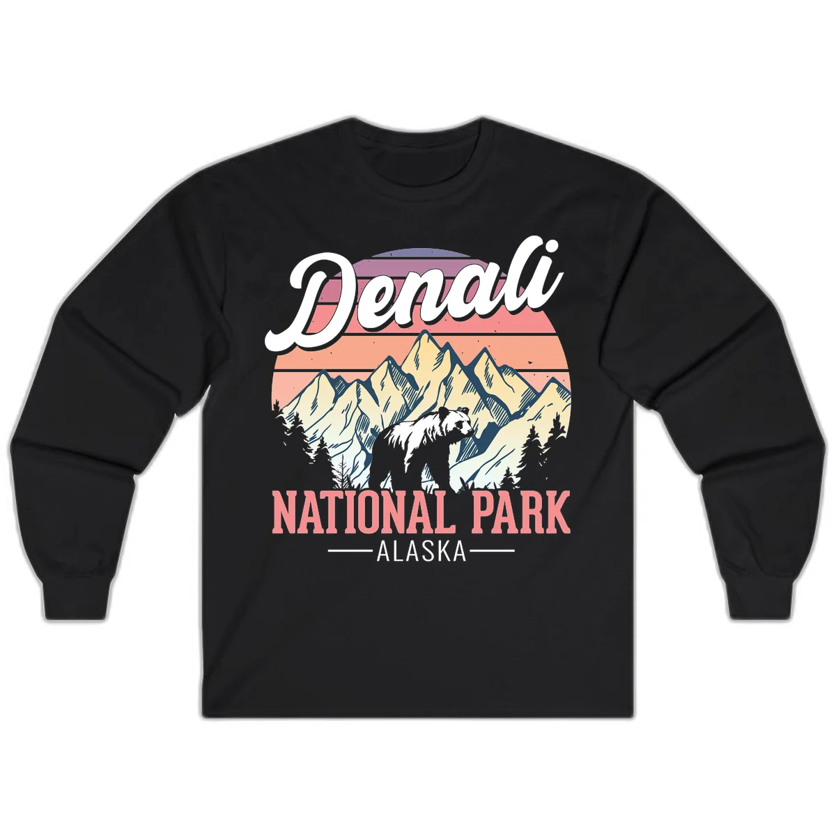 Denali National Park Sunset Peaks Long Sleeve in Black